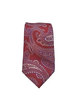 Corbata Mend Paisley azul, rojo, plata 100 % seda Power Tie 60" x 3,25" Saddlebred Foto 1 de 4