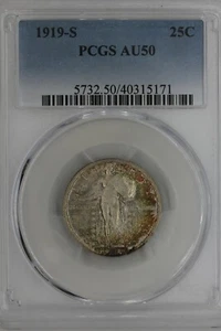 1919-S  .25  PCGS  AU 50  Standing Liberty Quarter - Picture 1 of 3