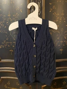$285 Pearl by Lela Rose | Cable Knit Tank | Navy | M - Picture 1 of 8
