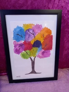 Handpainted Watercoloured Tree Framed - Picture 1 of 1