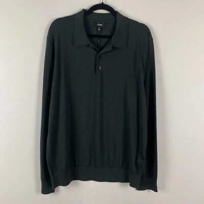Reiss Merino Wool Long Sleeve Polo Sweater Mens XXL Dark Military Green - Image 1 of 4