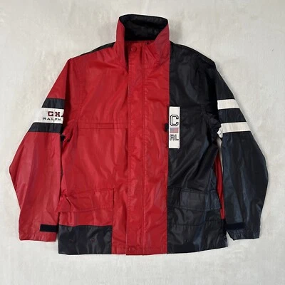 Chaqueta de lluvia vintage Chaps Ralph Lauren para hombre M roja/negra con cremallera impermeable Foto 1 de 4