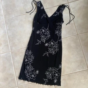 Charlotte Russe Vintage 90s Y2k Black White Mini Dress Floral - Picture 1 of 4