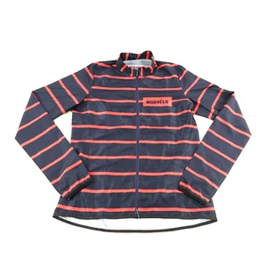 Morvelo Cycling Jacket Womens Medium Blue Red Stripes Windbreaker Bicycle Coat - Picture 1 of 9