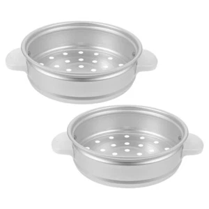 2pcs Aluminum Steamer Insert Pans Dumpling Steamer Basket Dim Sum Steamer - Picture 1 of 12