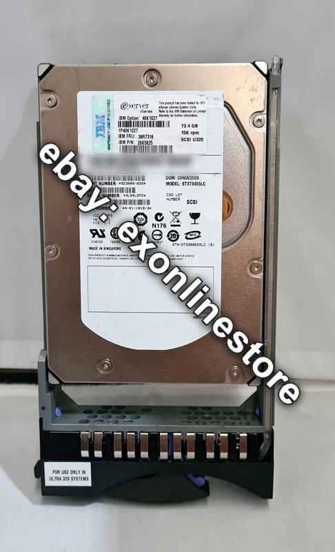 40K1027 - IBM 73.4-GB Ultra320 SCSI HP 15K (FRU: 39R7316) - Image 1 of 1