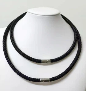 8mm Men's Braided Cord Magnetic Stainless Steel Leather Necklace / Bracelet - Picture 1 of 7