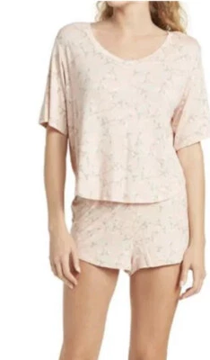 Conjunto de pijama y top corto Honeydew Spring Fling rosa floral manga corta talla M nuevo con etiquetas Foto 1 de 4