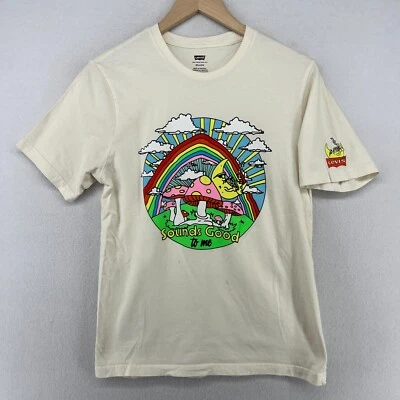 Camisa LEVIS Para Hombres XS Sounds Good To Me Relajada Manga Corta Algodón Blanco Foto 1 de 4