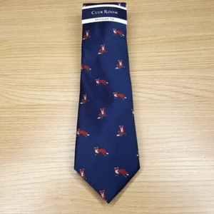 CLUB ROOM Mens Neck Tie Navy Blue Fox Classic Pointed - Picture 1 of 5