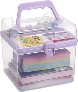 Multipurpose Plastic Craft Storage Containers with Removable Tray, Clear Plastic - Picture 1 of 8