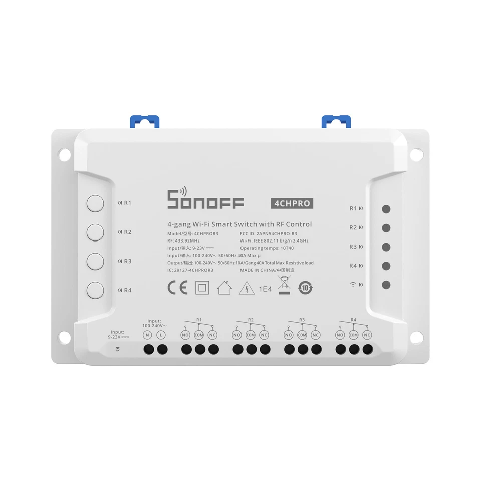 Sonoff 4ch Pro R2 4 Way Mounting WiFi Wireless Smart Switch 433mhz Inching