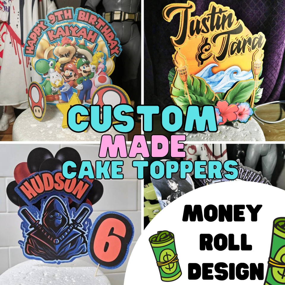 Украшение для торта рулон денег на заказ — выберите свою собственную тему - Изображение 1 из 3