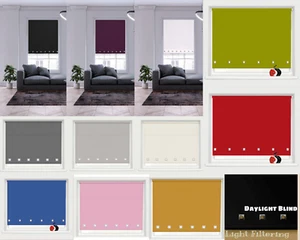 Square Eyelet Roller Blind Plain Fabric Daylight Blackout Office Window Blind UK - Picture 1 of 60
