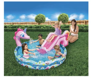 Banzai Kids Inflatable Unicorn Swimming Pool With Slide *Brand New* - Picture 1 of 6