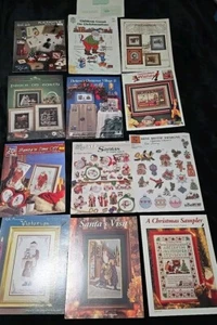 Christmas Cross Stitch Pattern Booklets Lot of 13 Vintage Mixed - Picture 1 of 20