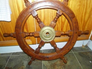 SHIPS WHEEL Reproduction Maritime Antique Ship's Tiller Wheel (2ft diameter) - Picture 1 of 3