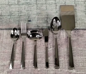 Reed & Barton Diamond Braid 6 Pc Set, Fork, Spoon, Server, Ladle, Serving Spoon - Picture 1 of 24