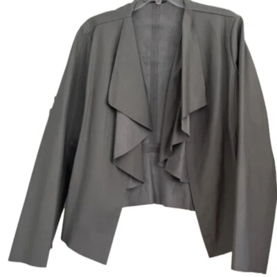 Chaqueta de imitación de cuero gris Zara - cárdigan delantero drapeado abierto Foto 1 de 4