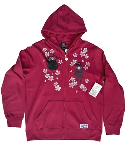 STUDIO GHIBLI POM POKO Cherry Blossom Embroidered Zip-Up Hoodie XS,SM,MD,LG,XL - Picture 1 of 7