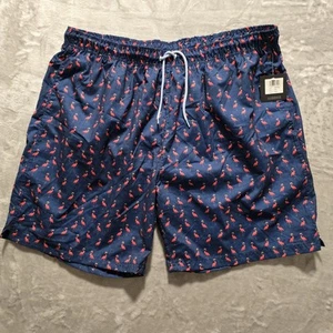 New TAILORBYRD Men's Size 2XL Navy Blue Pink Flamingos Brief Lined  Swim Shorts - Picture 1 of 8