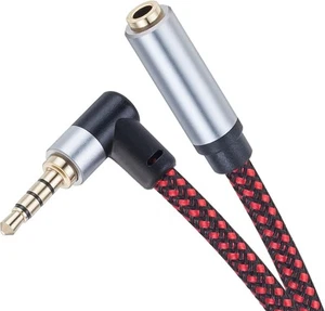 Audio Mic Extension Cable 6Ft,90 Degree TRRS 3.5mm Aux Headphone 6Ft, Black - Picture 1 of 7