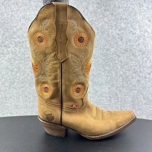 Big Bull Western Boots Womens 26 Tan Floral Embroidered Sunflower Snip Toe 9US - Picture 1 of 18
