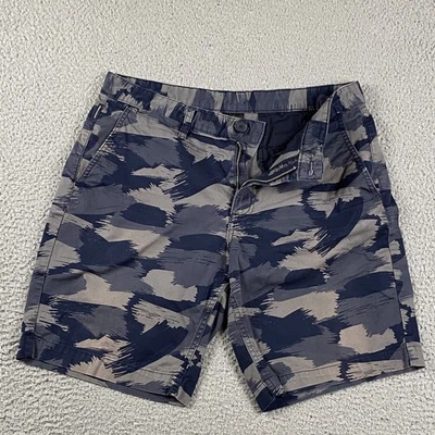 Shorts camuflado Armani Exchange masculino 32 cinza marinho abstrato costura interna 9" - Imagem 1 de 4