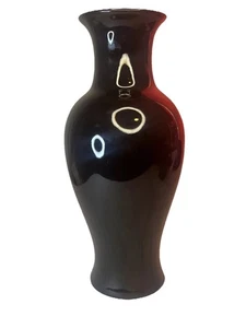 Vintage 80s Haeger MAUVE Tall Vase Black Pottery Ceramic Urn Style #4170 - Picture 1 of 4