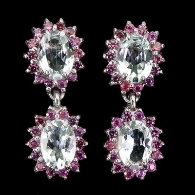 Pendientes de plata esterlina Black Friday ovalados aguamarina 7x5 mm joyería rodolita Foto 1 de 4
