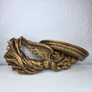 Soporte de Estante de Pared Querubín Ángel Vintage Tono Dorado Decoración Colgante - Imagen 1 de 9