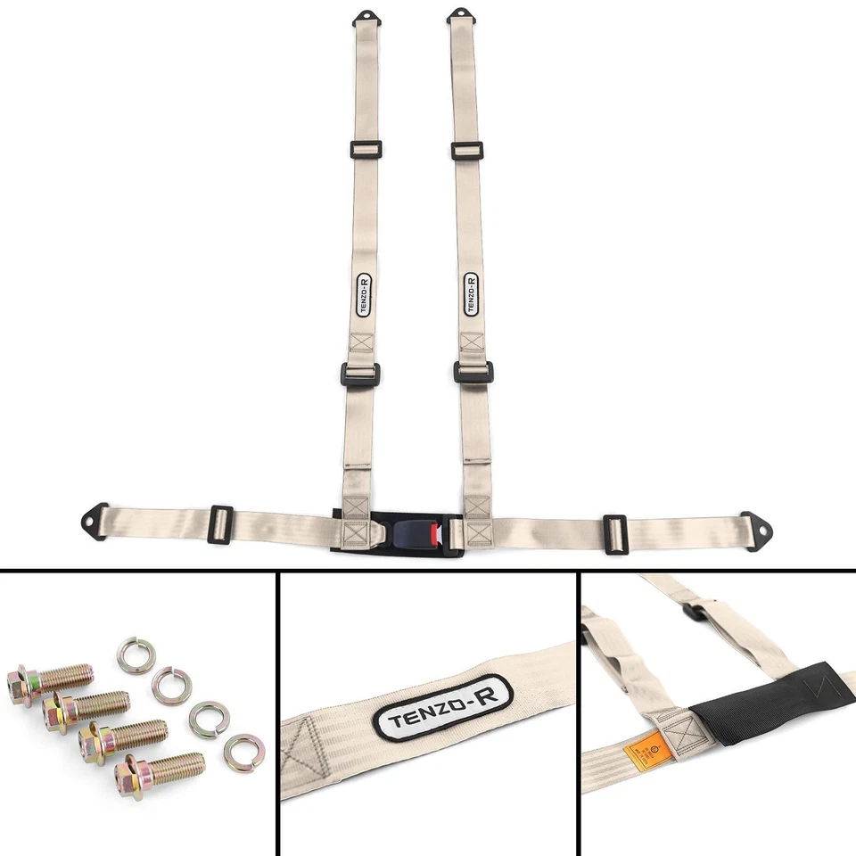 Tenzo-R Sport Tirantes Cinturón De Seguridad 4 Puntos Plata Gris E-Marca - Imagen 1 de 4