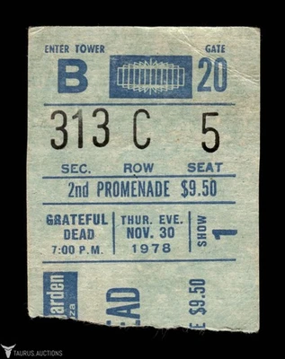Boleto de Grateful Dead Madison Square Garden 1978 - 30 de noviembre - Nueva York Foto 1 de 2