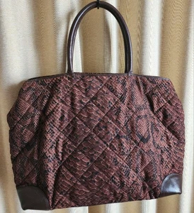 Excellent BOTTEGA VENETA Brown Nylon Tote Boston Travel Handbag MBc1476 - Picture 1 of 16