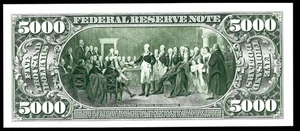 BEP Proof Print - Back of the 1918 $5000  Fed. Res. Note - Picture 1 of 1