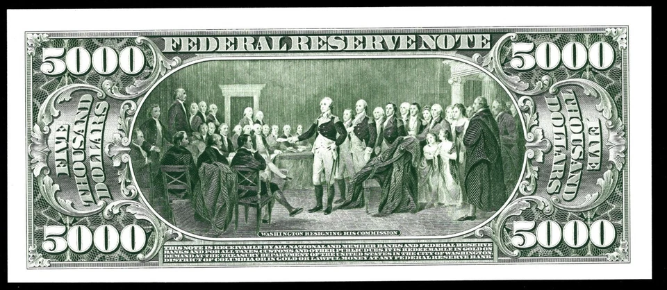 BEP Proof Print - Back of the 1918 $5000  Fed. Res. Note - Image 1 of 1