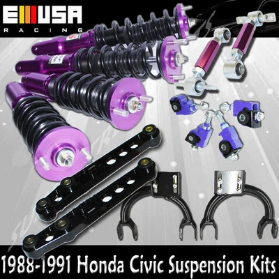 FOR 88 89 90 91Honda Civic Coilover+F&R Camber+Front Upper Arm+Lower Control Arm — 第 1/4 张图片