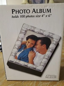 JCPenney Home Collection 4x6 Photo Album Book, Silver Outer Frame Holds 100 Pics - Picture 1 of 1
