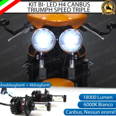 KIT LED H4 6000K TRIUMPH SPEED TRIPLE 18000 LUMEN CANBUS XENO XENON NO ERRORE - Immagine 1 di 4