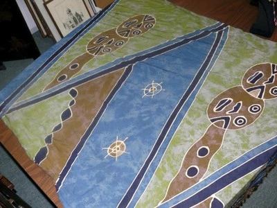 Vestido bufanda encubrimiento con flecos pareo 44x62 azteca tribal azul verde vendedor de EE. UU. Foto 1 de 4