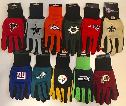 NFL SPORT UTILITY WORK PLAY FOOTBALL GLOVES NO SLIP GRIP ADULT PICK YOUR TEAM Cover