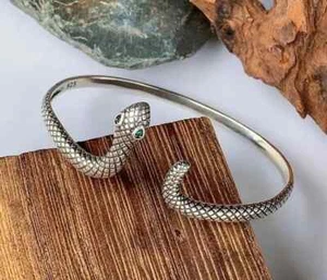 EDLES Armband 925 SILBER massiv Armkette Ring SCHLANGE ARMREIF Armzange Zirkonia - Bild 1 von 5