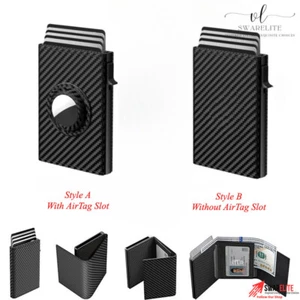Mens Slim Minimalist Wallet for Airtag,Pop Up Card Holder Leather Wallet for Men - Picture 1 of 14
