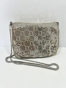 Vintage 80’s Oroton Logo Gold Silver Mesh Shoulder Cross Body Bag Silk Lined - Picture 1 of 8