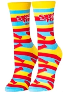 Swedish Fish Novelty Crew Socks Men Size 6-12 - New - Picture 1 of 5