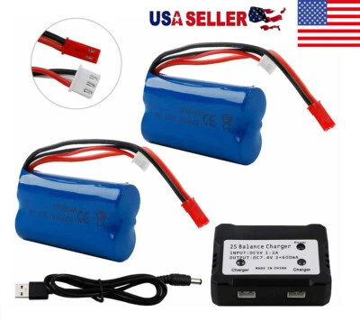 2PCS Li-ion Battery 7.4V 1500mAh w/ JST Plug for RC Car Boat Helicopter MJX T10  - Image 1 of 4