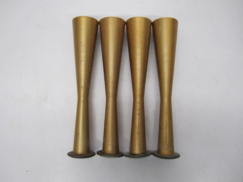 4 Vtg MCM Atomic 9" Furniture Legs Cabinet Dresser Feet Gold Brass Tone Metal #B Cover
