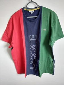 LACOSTE 3XL (SIZE 8) NAVY + RED + GREEN T SHIRT USED VERY GOOD CONDITION - Picture 1 of 12