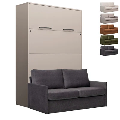 Schrankbett Wandklappbett vertikal GN 140x200 congo mit LED & Sofa in 5 Farben - Bild 1 von 4