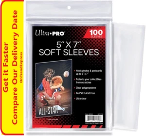 100 x Ultra Pro Card Photo Postcard Card Clear Soft Sleeves 5 x 7 100ct in Pack - Picture 1 of 5